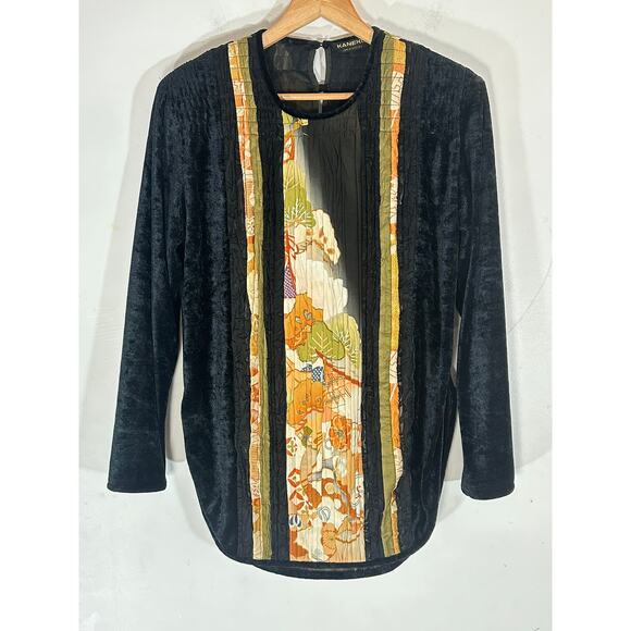 Vintage KANEKO Los Angeles Velvet Silk Tunic Top Japanese Art To Wear‎ Artsy - Picture 1 of 12